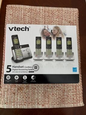 VTech 5-Handset Cordless Phone System DECT Home Phone NIB Black